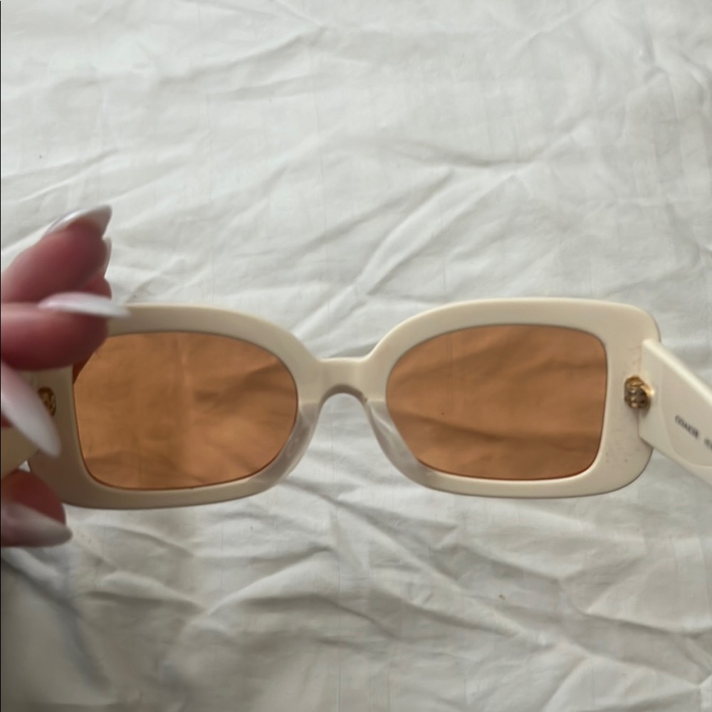 Coach Cream Rectangular Sunglasses - image 4